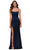 La Femme - 29945 Stretch Satin Scoop Neck Sheath Dress Special Occasion Dress 00 / Navy