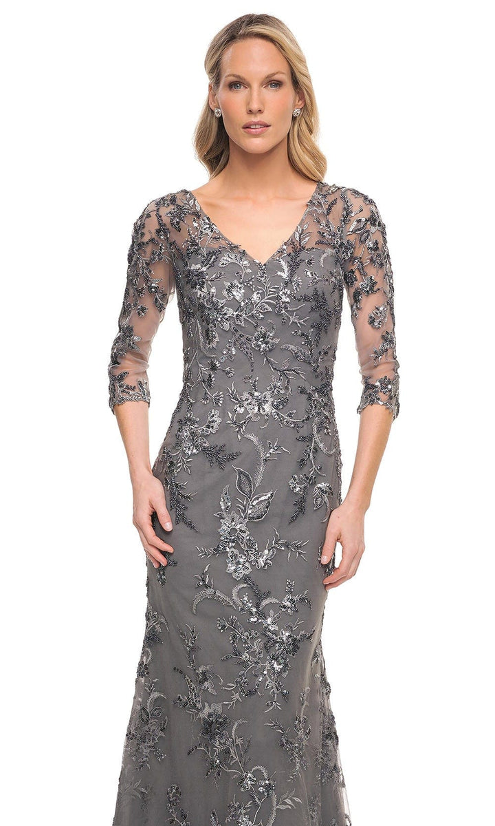 La Femme 29976 - Embroidered Sheer Mother of the Groom Sheath Dress ...