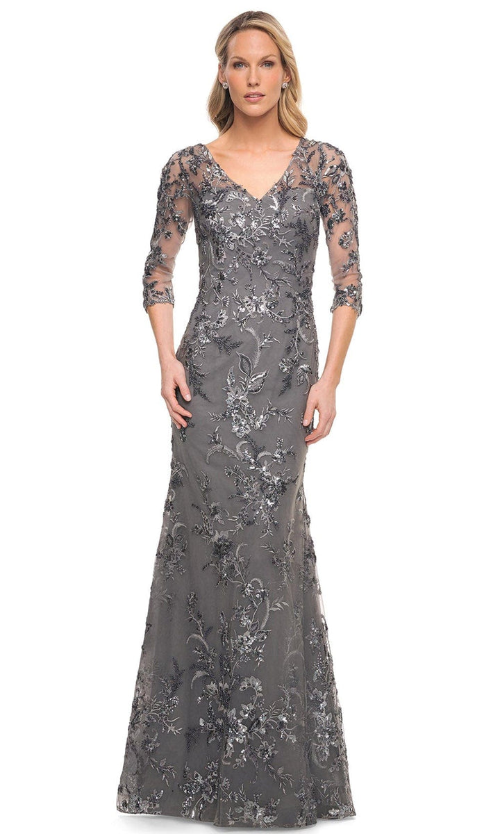 La Femme 29976 - Embroidered Sheer Mother of the Groom Sheath Dress ...