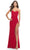 La Femme 31058 - Ruched High Slit Prom Dress Special Occasion Dress 00 / Red