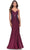 La Femme 31220 - Rhinestone Ornate Mermaid Prom Dress Special Occasion Dress 00 / Dark Berry