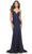 La Femme 31220 - Rhinestone Ornate Mermaid Prom Dress Special Occasion Dress 00 / Navy