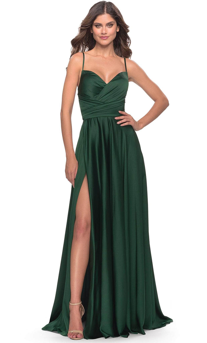 La Femme 31233 - Sweetheart Crisscross Ruched Long Dress Special Occasion Dress 00 / Emerald