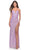 La Femme 31349 - Ruched V Neck Long Dress Special Occasion Dress 00 / Light Periwinkle