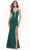 La Femme 31370 - Fabric Line High Slit Long Dress Special Occasion Dress 00 / Emerald