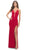 La Femme 31370 - Fabric Line High Slit Long Dress Special Occasion Dress 00 / Red