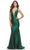 La Femme 31377 - Sleeveless Open Crisscross Back Evening Dress Special Occasion Dress 00 / Dark Emerald