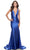 La Femme 31377 - Sleeveless Open Crisscross Back Evening Dress Special Occasion Dress 00 / Royal Blue