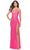 La Femme 31388 - V-Neckline Sheath Long Dress Special Occasion Dress 00 / Neon Pink