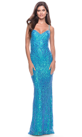 La Femme 31390 - Print Sequin Evening Dress