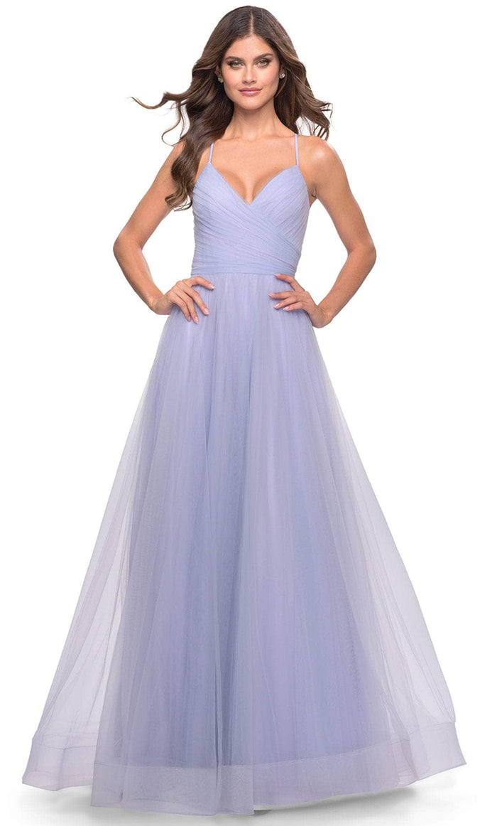 La Femme 31501 - Sleeveless V-Neck Prom Dress Special Occasion Dress 00 / Light Periwinkle