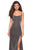 La Femme - Beaded Strappy Scoop Gown with Slit 27089SC - 2 pcs Gunmetal In Sizes 4 and 6 Available CCSALE