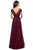 La Femme - Cap Sleeve V-Neck Floral Lace Appliqued Tulle Dress 26942SC - 2 pcs Burgundy In Size 8 and 16 Available CCSALE