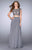 La Femme - Embellished Cap Sleeve Prom Dress 24493SC - 1 pc Gunmetal In Size 6 Available CCSALE 6 / Gunmetal