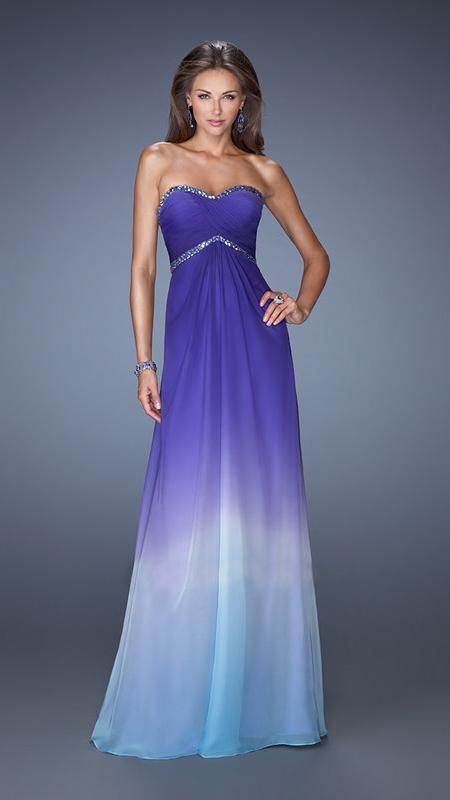 La Femme - Embellished Sweetheart Dress in Purple/Blue 19652 CCSALE 6 / Purple/Blue