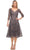 La Femme - Embroidered V-Neck Cocktail Dress 30268SC - 1 pc Gunmetal In Size 10 Available CCSALE 10 / Gunmetal