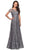 La Femme - Floral Adorned Illusion Bateau Long Gown 27839SC CCSALE 6 / Platinum