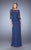 La Femme - Floral Lace Bateau Quarter Length Sleeves Long Dress 21709SC CCSALE 4 / Navy