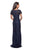 La Femme - Illusion Bateau Jewel-Adorned Lace Sheath Dress 26405SC - 2 pcs Navy In Size 4 and 12 Available CCSALE