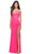 La Femme - Knotted Slit Prom Dress 31446SC Prom Dresses 00 / Neon Pink