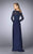 La Femme - Long Sleeve Beaded Bodice Draped Gown 24895SC CCSALE