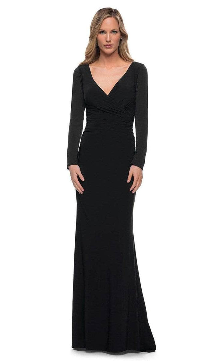 La Femme - Long Sleeve Jersey Formal Dress 29924SC - 1 pc Black in Size 14 Available CCSALE