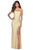 La Femme - Long Tie-Up Back High Leg Slit Dress 28296SC CCSALE 4 / Pale Yellow