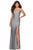 La Femme - Long Tie-Up Back High Leg Slit Dress 28296SC CCSALE 8 / Silver