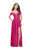 La Femme Off Shoulder Lace Pleated Dress A-Line 25694 CCSALE 8 / Hot Fuchsia