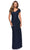 La Femme - Off Shoulder Lace Sheath Dress 27982SC - 1 pc Platinum In Size 8 and 1 pc Navy in size 12 Available CCSALE 12 / Navy