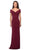 La Femme - Off Shoulder Wrap Bodice Long Sheath Jersey Dress 26519SC CCSALE 10 / Wine