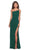 La Femme - One Shoulder High Slit Sheath Dress 28176SC CCSALE Emerald / 4