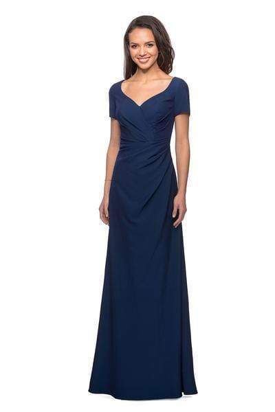 La Femme - Pleat-Ornate Short Sleeve A-Line Dress 27855SC – Couture Candy