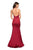 La Femme - Plunging Halter Trumpet Evening Dress 27653SC - 2 pcs Red In Size 6  and 8 Available CCSALE