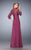 La Femme - Quarter Length Sleeves Laced V-Neck Dress 21805SC - 1 pc Boysenberry in Size 4 and 1 pc Blue Pearl in Size 4 Available CCSALE