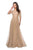 La Femme - Quarter Sleeve Sequin A-Line Evening Dress 27016SC CCSALE 20 / Light Gold