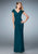 La Femme - Ruched Cap Sleeves Beaded Evening Dress 21860 - 1 Pc Deep Teal in Size 10 Available CCSALE 16 / Deep Teal