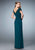 La Femme - Ruched Cap Sleeves Beaded Evening Dress 21860 - 1 Pc Deep Teal in Size 10 Available CCSALE