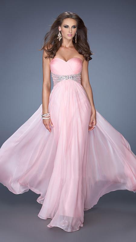 La Femme Ruched Strapless A Line Gown in Cotton Candy Pink 19123 CCSALE 00 / Cotton Candy Pink