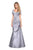 La Femme - Short Sleeve Pleat-Textured Trumpet Gown 26947SC - 1 pc Navy In Size 6 Available CCSALE 6 / Navy