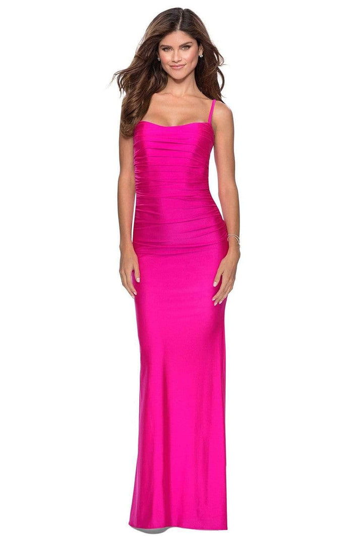 La Femme - Sleeveless Ruched Prom Dress 28398SC - 1 pc Hot Pink In Size 4 Available CCSALE 4 / Hot Pink