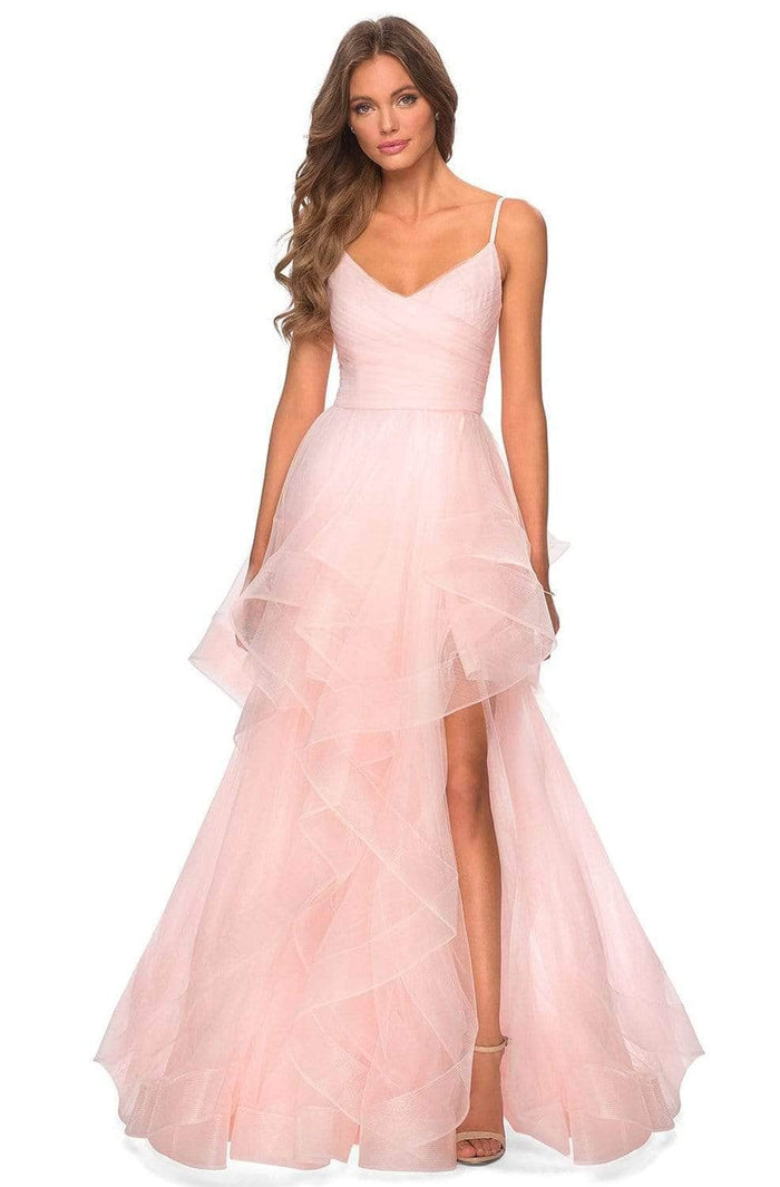 La Femme - Sleeveless Ruffled A-Line Prom Dress 28502SC - 1 pc Blush In Size 4 Available CCSALE 4 / Blush