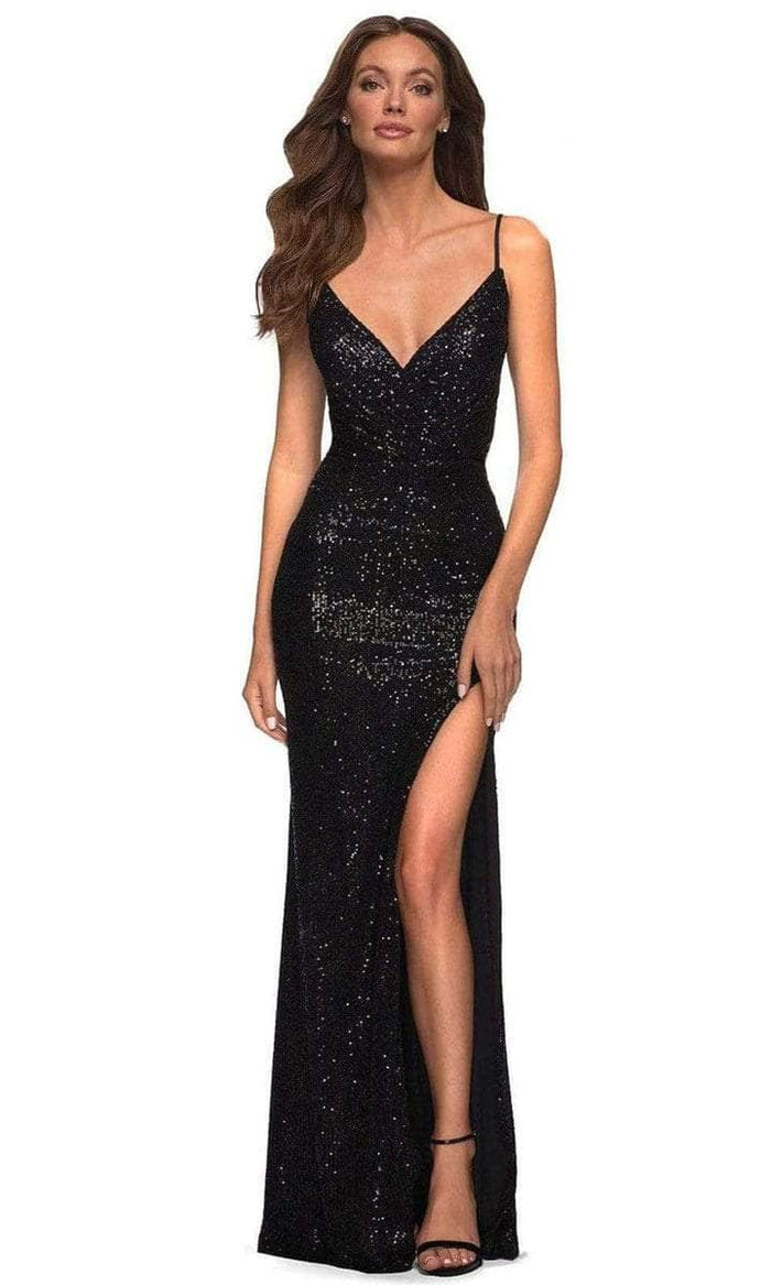 La Femme - Sleeveless Sequin Evening Dress 30305SC - 1 pc Black In Size 10 Available CCSALE 10 / Black