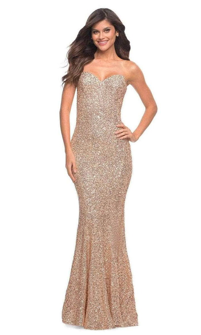 La Femme - Strapless Mermaid Prom Gown 30714SC - 1 pc Rose Gold In Size 2 Available CCSALE 2 / Rose Gold