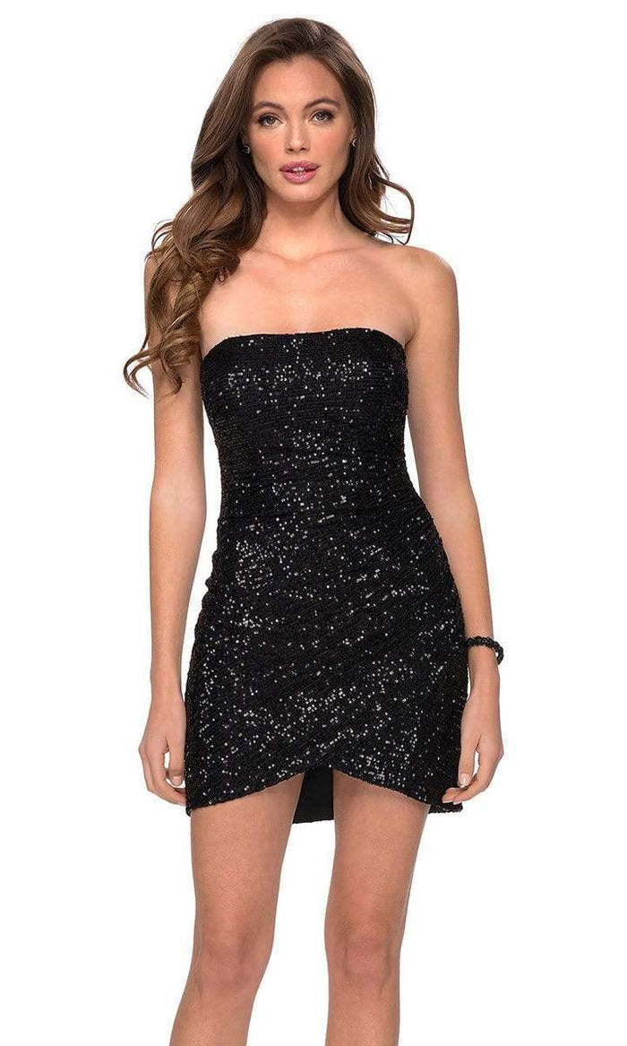 La Femme - Strapless Sequined Homecoming Dress 29410SC - 1 pc Black in size 0  and 1 pc Rose Gold In Size 2 Available CCSALE 0 / Black