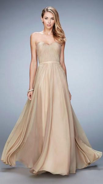 La Femme - Strapless Shirred Sweetheart Gown 20808 - 1 pc Nude In Size 14 Available CCSALE 14 / Nude