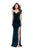 La Femme V-Neck Draped Velvet High Slit Sheath Evening Gown 25184 - 1 pc Deep Teal In Size 2 Available CCSALE 2 / Deep Teal