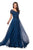 La Femme - V neck Embroidered A- Line Evening Dress 27098SC - 1 pc Midnight Blue in size 6 and 1 pc Dusty Lilac In Size 8 Available CCSALE 6 / Midnight Blue