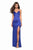 La Femme - V-neck Stretch Satin Trumpet Dress 27682SC - 1 pc Royal Blue In Size 00 Available CCSALE 00 / Royal Blue