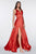 Ladivine 7469 A-Line Satin Dress Bridesmaid Dresses 2 / Red